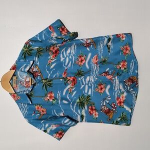 SSLR Women's Tropical Print Button Down Blouse Size S